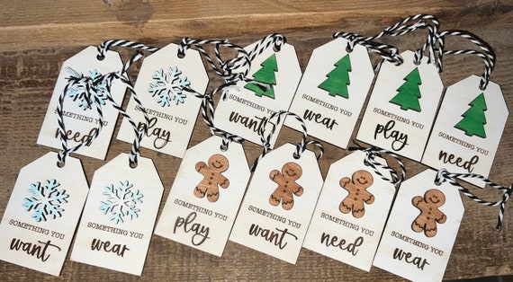 Something You Wooden Christmas Tags Gift Tags for Presents Something You  Wear Something You Play Something You Want Need 