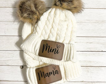 CUSTOM COLOR Mommy and Me Hat Set/mama+mini Beanie/available  display picture 1