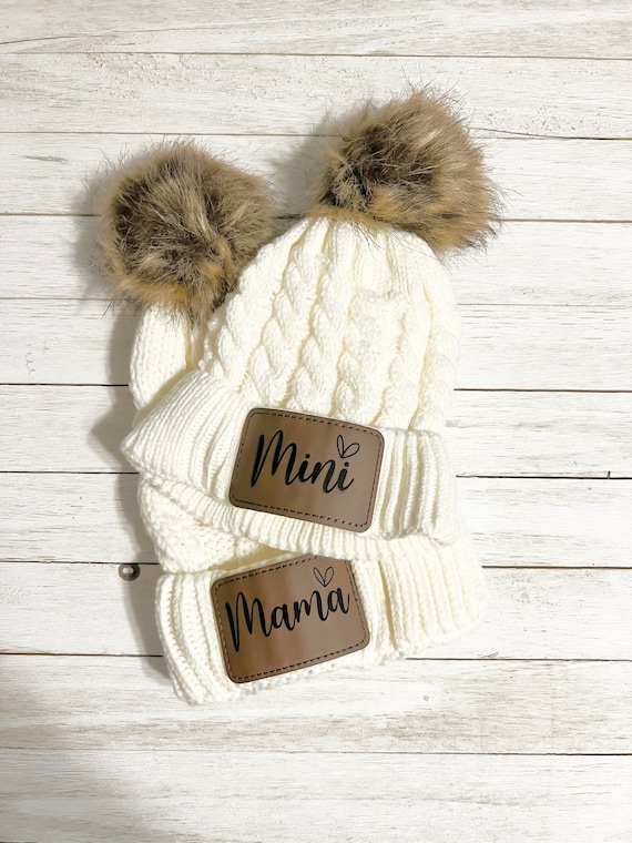 Mommy and Me Beanie Set, Women and Toddler Hats Mama Mini 