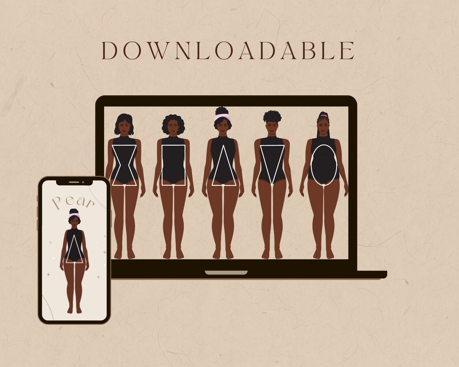 5 Digital Body Type Template | Body Shape Illustrations | Body ...