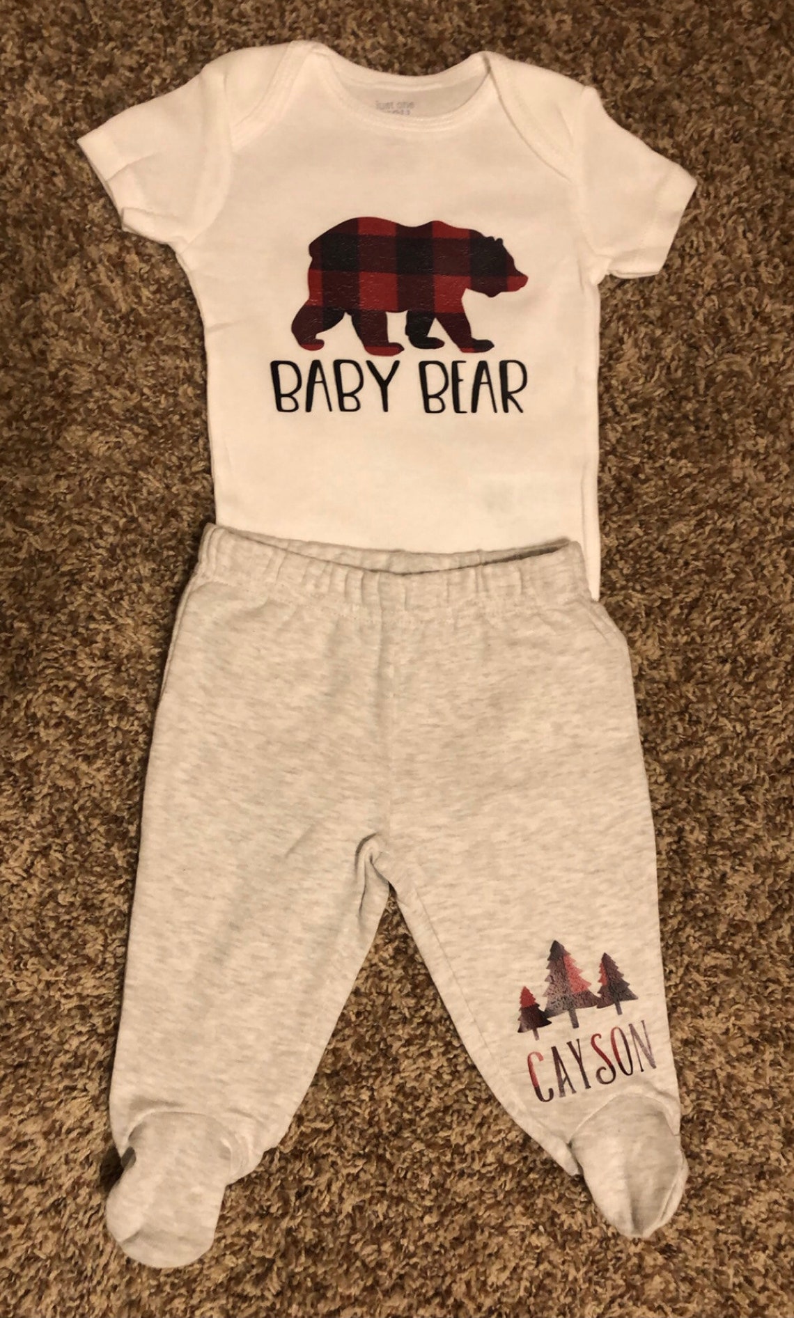 Customized Baby Bear infant outfit. 2 piece set. Etsy