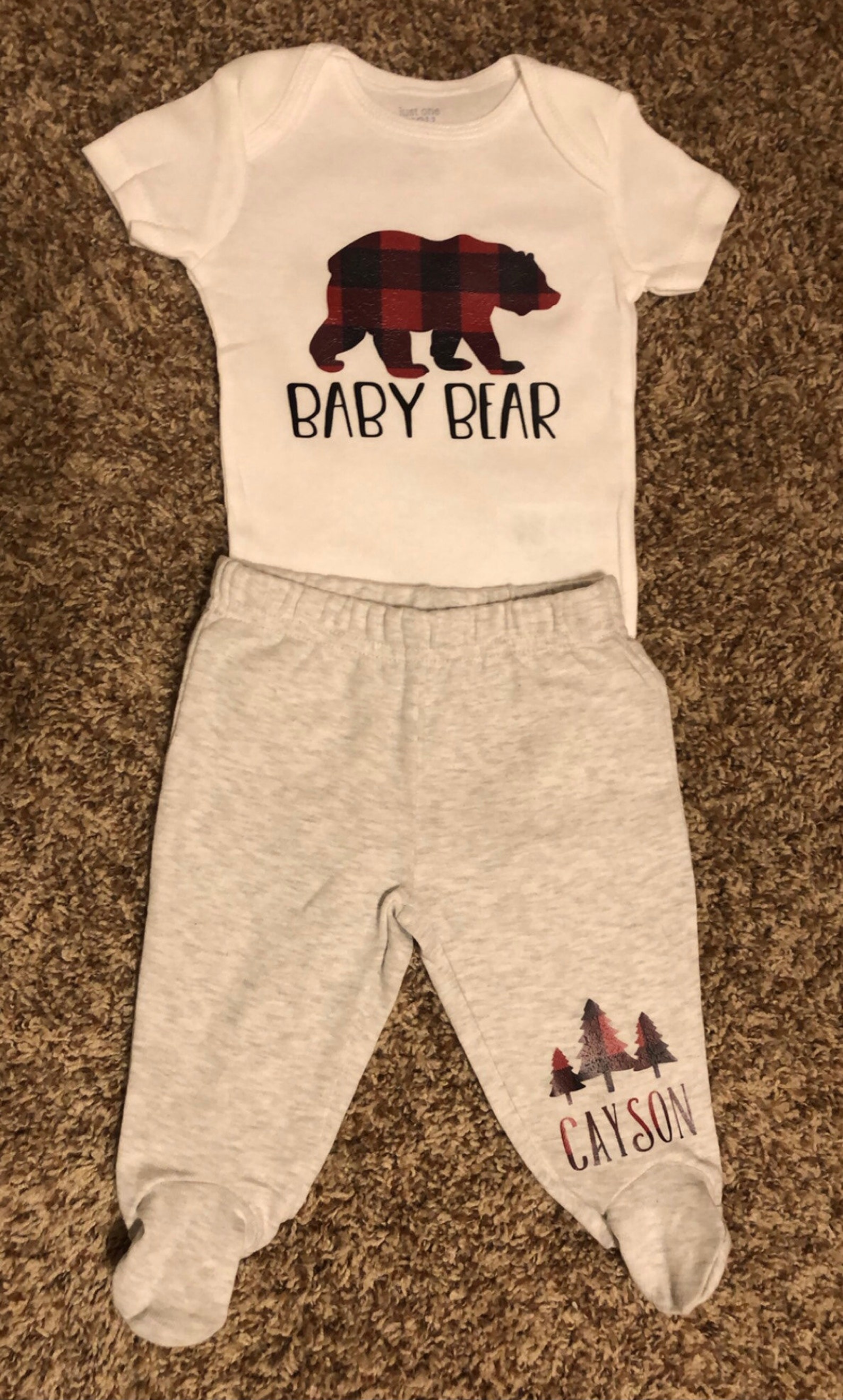 Customized Baby Bear infant outfit. 2 piece set. Etsy