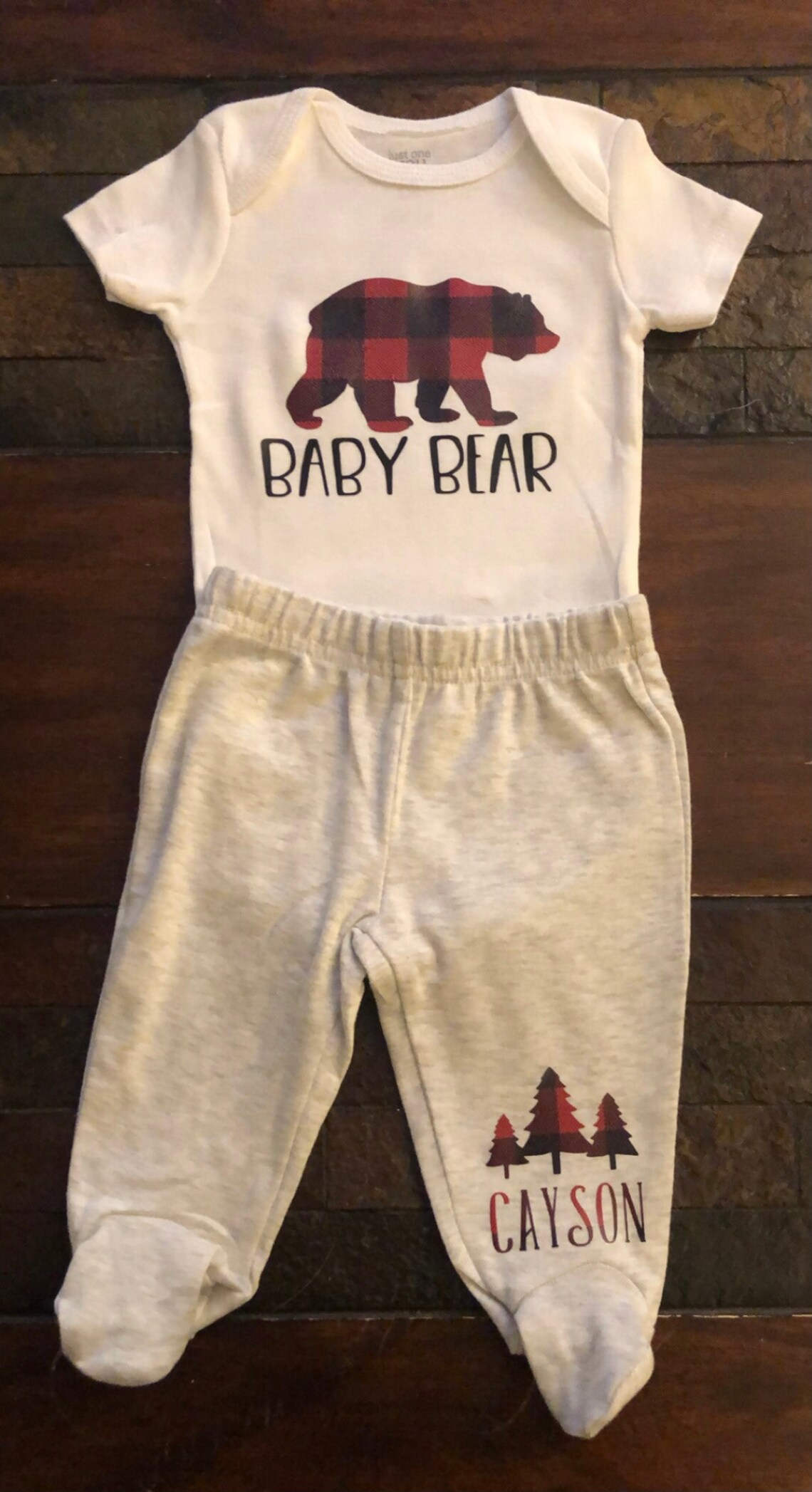 Customized Baby Bear infant outfit. 2 piece set. Etsy