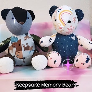 12&quot; Keepsake Memory Bear, Memorial Bear, Bear From Clothing, Bereavement Bear, Teddy Bear