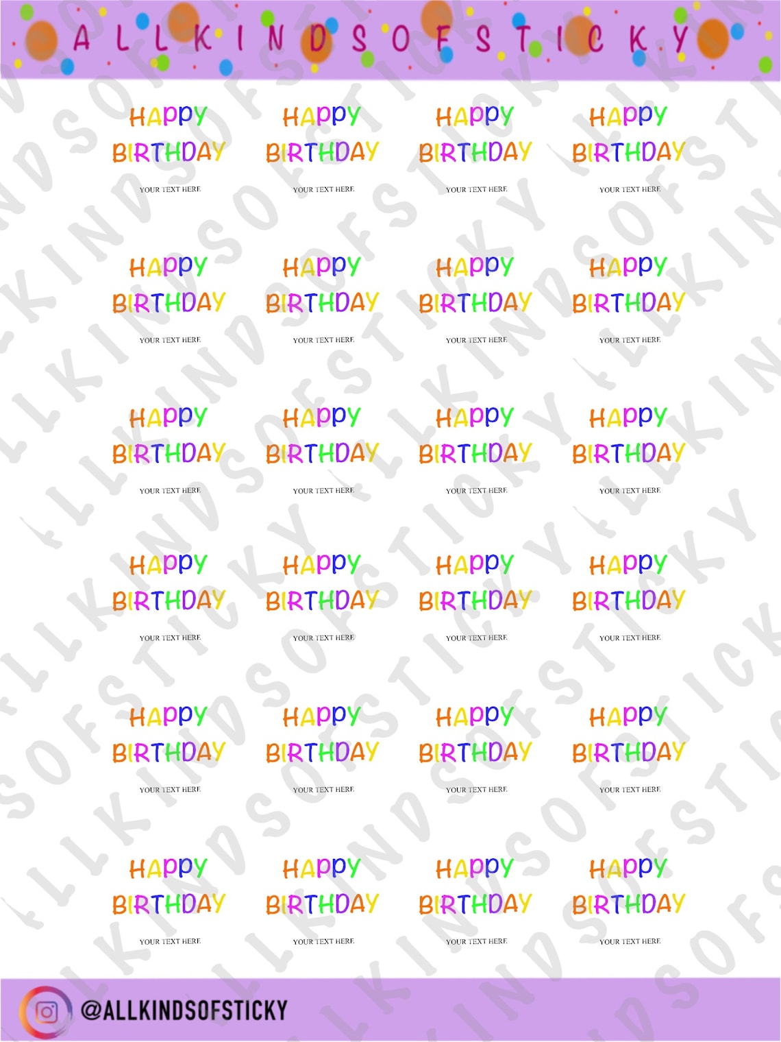 24 Custom Happy Birthday Stickers Enter name for personalized Etsy