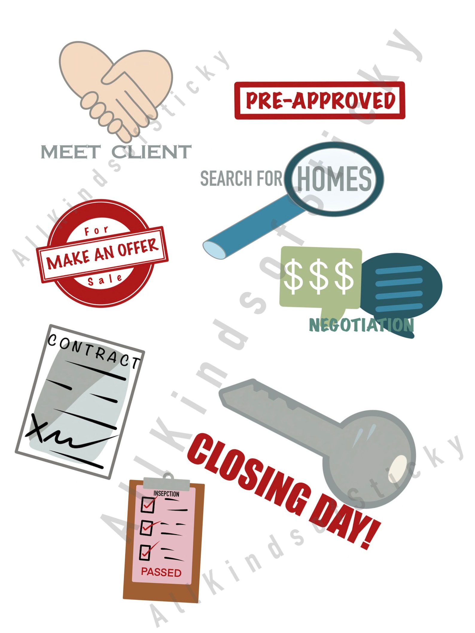 Real Estate Stickers Digital downloads available in png jpg Etsy