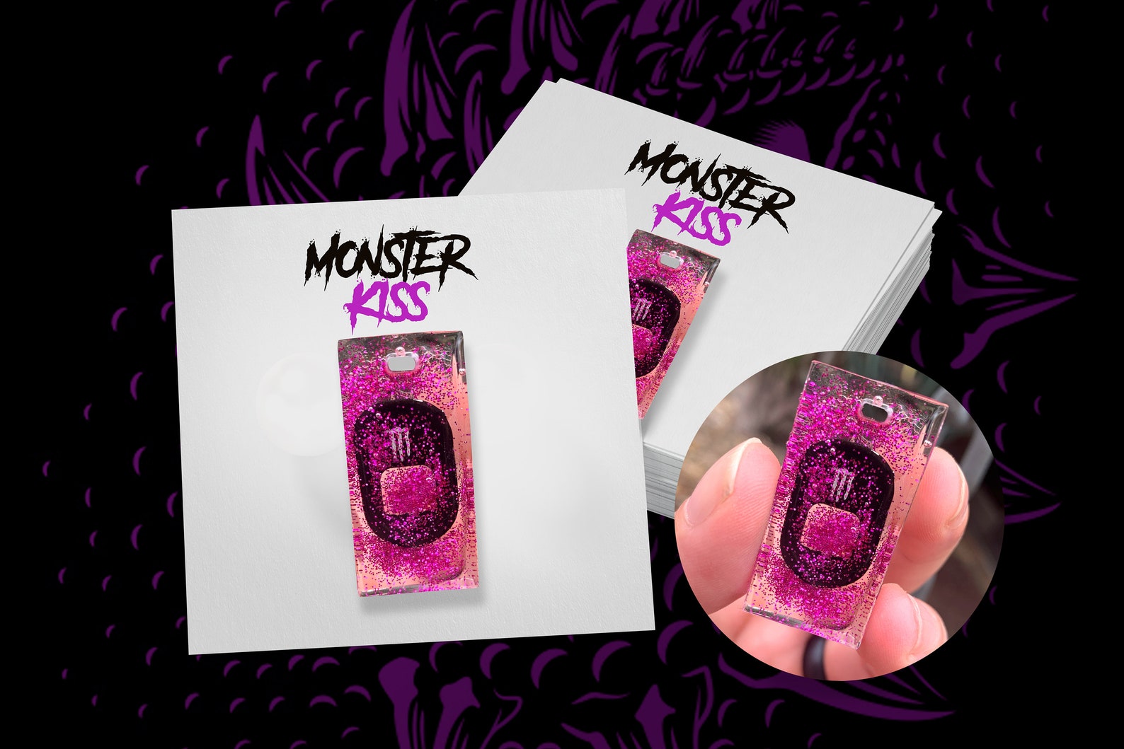 Monster Kiss tab pendant Etsy