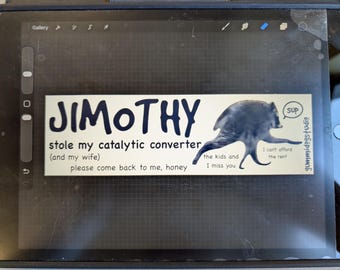 PREORDER JIMOTHY RACCOON bumper sticker
