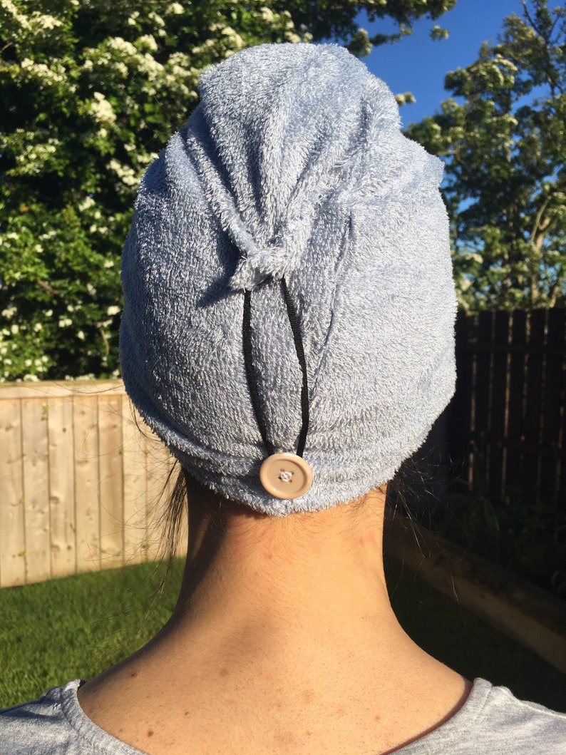 Hair towel wrap bamboo cotton absorbent loop & button Etsy