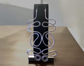 Handmade Aluminum Big Silver Earrings: Jumbo Wearable Art