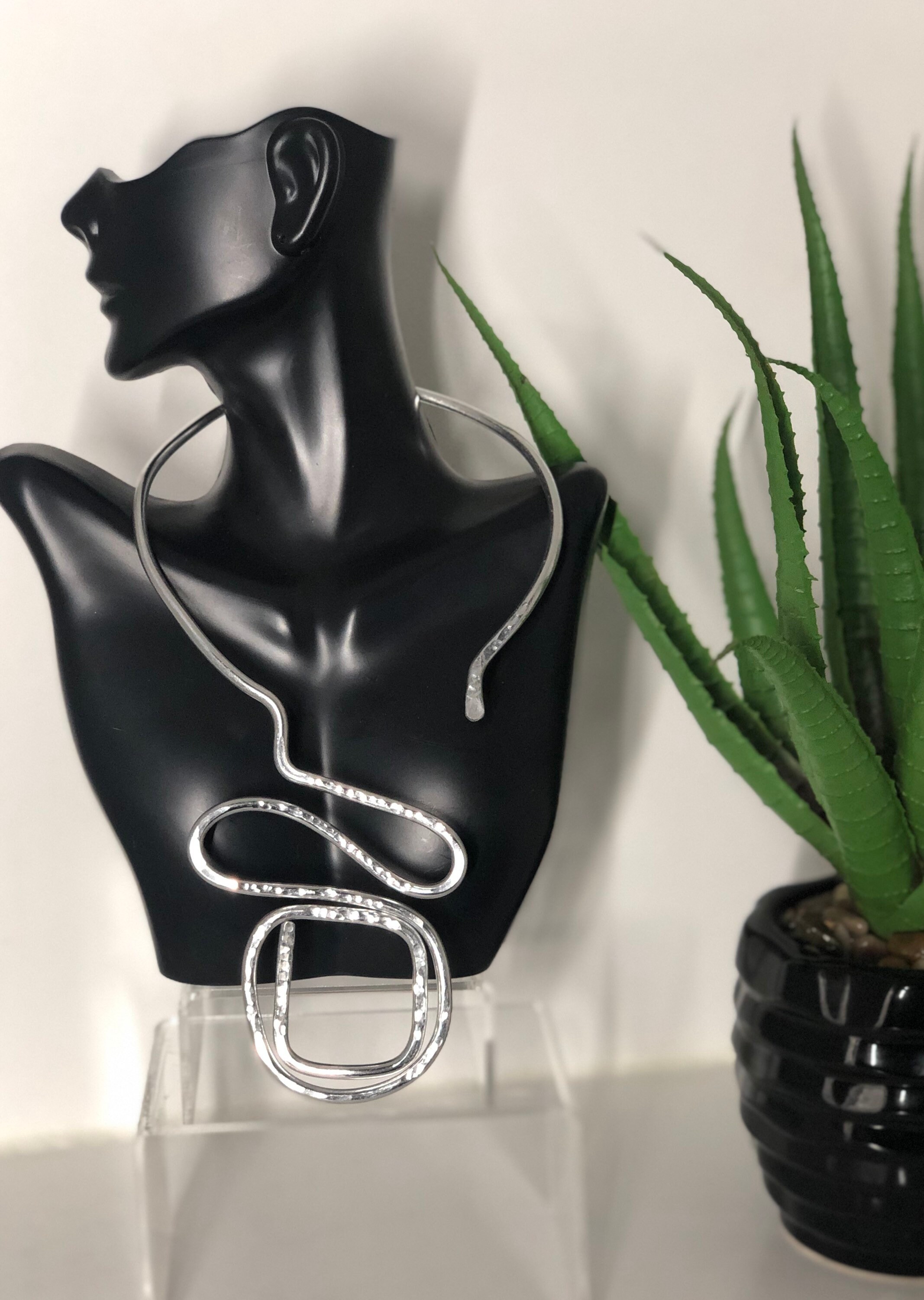 Silver Abstract Aluminum Necklace: Bold Handmade Statement Jewelry - Etsy