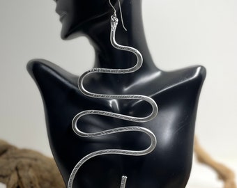 Oversized Silver Earrings with Abstract Design Jumbo Gift For Her Ear Art Aluminum Long Earrings Wearable Art Mother’s Day