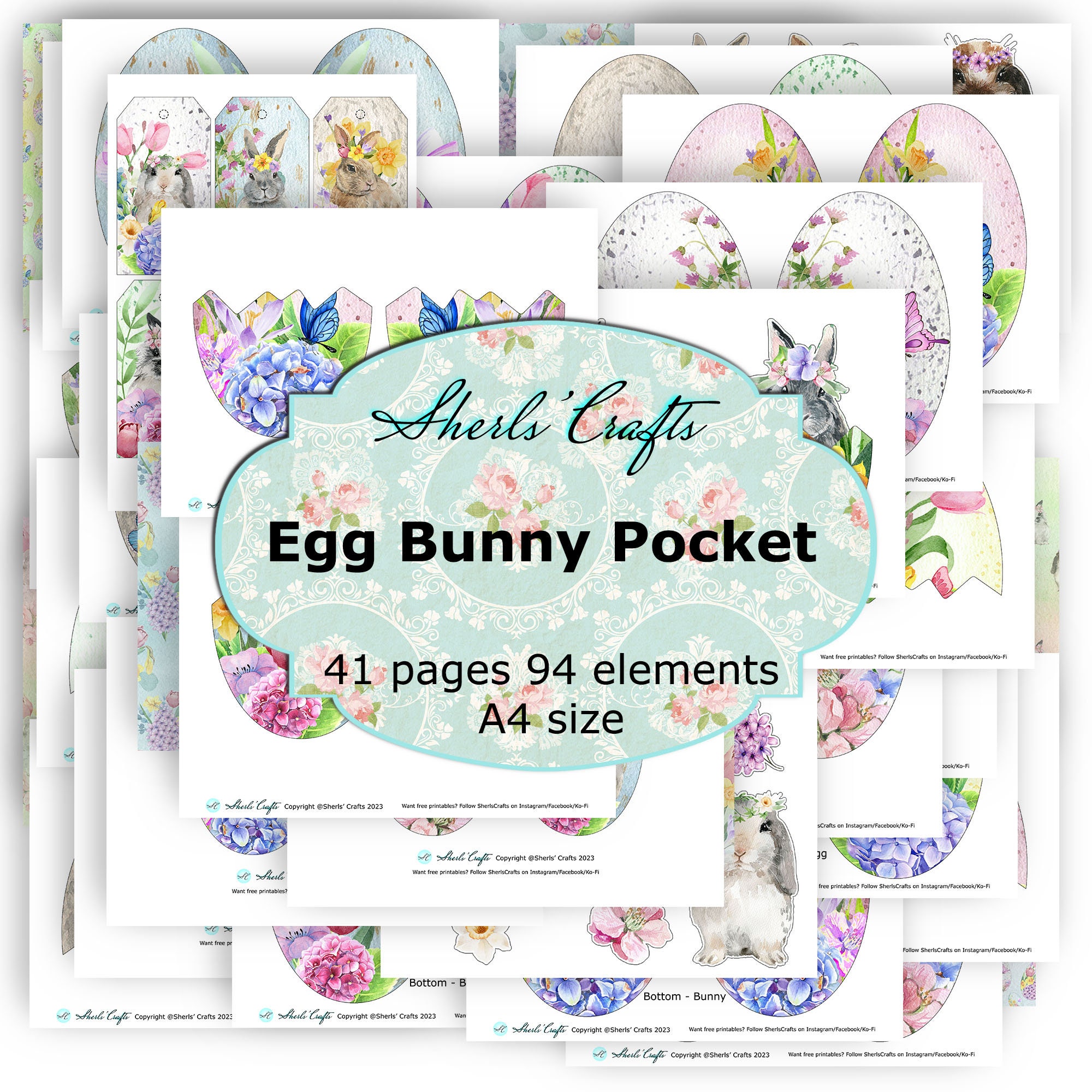 Egg Bunny Pocket Kit - A4 Size | Spring | Easter | Digital Download ...