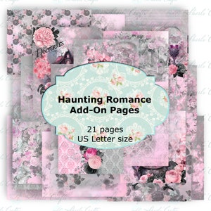 Haunting Romance Add-On Pages - US Letter Size | Spooky Halloween | Digital Download | Scrapbooking | Junk Journal | Card Making