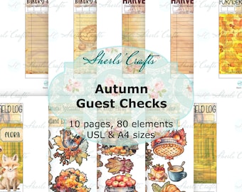 Druckbare Gästerechnungen für den Herbst | Erntemarkt – Gemütliches Café – Waldsammler | Feinschnitt-Set – A4- und US-Letter-Format