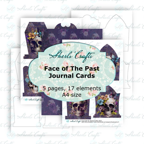 Face of The Past Journal Cards - A4 Size | Tombstone Cards | Digital Download | Scrapbooking | Journal | Card Making | Vintage Ephemera