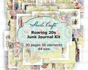 Roaring 20s Junk Journal Kit - A4 Size | Flapper | Digital Download | Scrapbooking | Junk Journal | Card Making