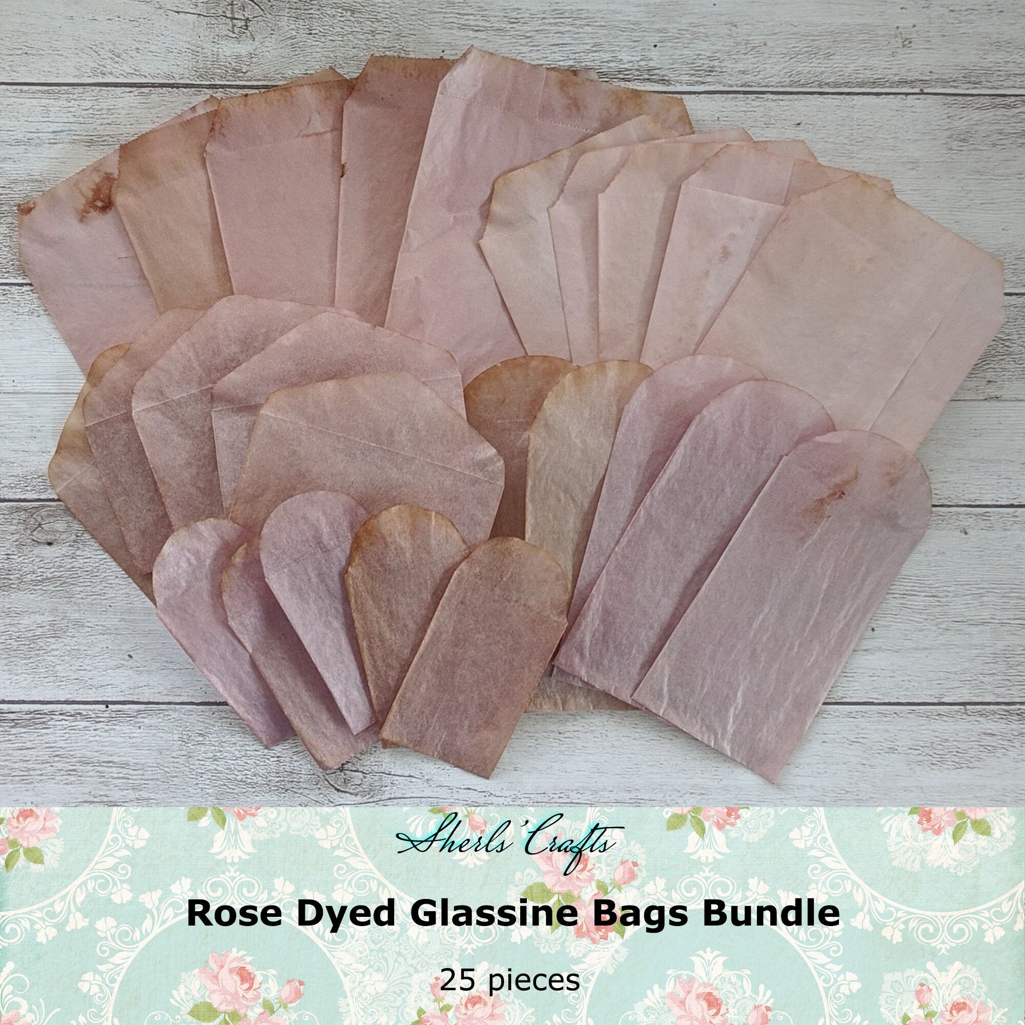 Rose Dyed Glassine Bags Bundle 25 Pcs Smoky Pink Etsy