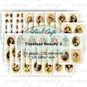 Bellezza senza tempo 2 - Formato lettera USA / Download digitale / Scrapbooking / Giornale / Creazione di biglietti / Effimere vintage / Vecchie fotografie