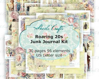 Roaring 20s Junk Journal Kit - US Letter Size | Flapper | Digital Download | Scrapbooking | Junk Journal | Card Making