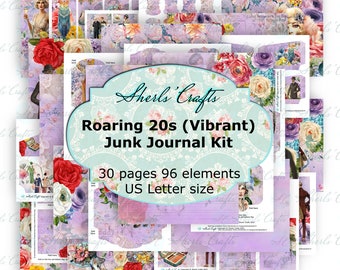 Vibrant Roaring '20s Junk Journal Kit - US Letter Size | Flapper | Digital Download | Scrapbooking | Junk Journal | Card Making