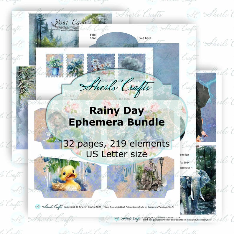 Rainy Day Ephemera Bundle - US Letter Size | Digital Download