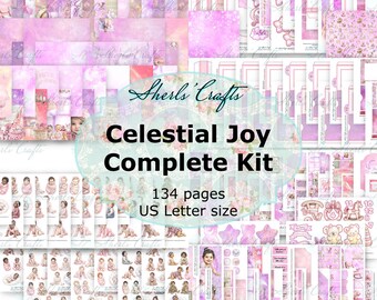 Celestial Joy Baby Girl Komplettset - US Letter Size | Digitaler Download | Scrapbooking | Zeitschrift | Kartenherstellung