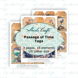 Passage of Time Tags - US Letter Größe | Digitaler Download | Scrapbooking | Zeitschrift | Kartengestaltung | Ephemera