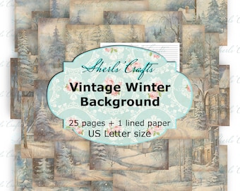 Vintage Winter Background - US Letter Size | Christmas | Digital Download | Scrapbooking | Journal | Card Making