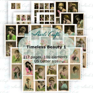 Bellezza senza tempo 1 - Formato lettera USA / Download digitale / Scrapbooking / Diario / Creazione di biglietti / Effimere vintage / Vecchie fotografie