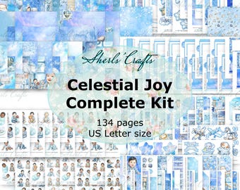 Celestial Joy Baby Boy Komplettset - US Letter Size | Digitaler Download | Scrapbooking | Zeitschrift | Kartenherstellung
