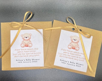 Lembrancinhas para chá de bebê | lembrancinhas para bebês | lembrancinhas de flores silvestres | lembrancinhas de pacote de sementes | chuveiro de girassol | chá de bebê | lembrancinha personalizada para bebê |