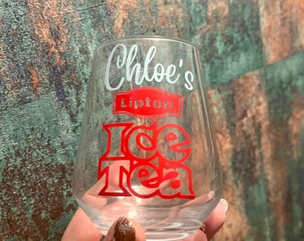 Personalised  glass |  Lipton  | Teachers gift | Custom | Drinking  | Iced Tea lover | Peach | Christmas | Tumbler | Cold drink | Refreshing
