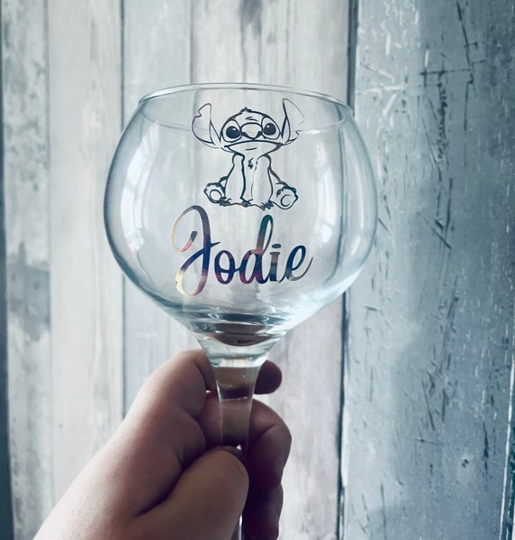 Personalised cocktail glass, gin glass, birthday gift, anniversary gift, Christmas gift. Fully customised, stitch glass, lilo and stitch
