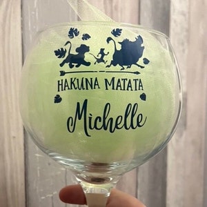 Personalised cocktail glass | personalised glass | Hakuna Matata | Gift | Drinking Glass | Glass | Lion King Glass | Balloon glass | Gin Gla