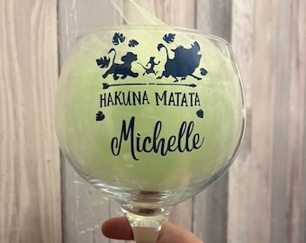 Personalised cocktail glass | personalised glass | Hakuna Matata | Gift | Drinking Glass | Glass | Lion King Glass | Balloon glass | Gin Gla