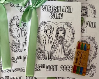 Personalised Wedding activity book with crayons | activities | Activity book | fully customised activity pack | Asian, Indian wedding