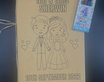 Personalised child activity book with crayons for weddings | Rustic activity pack | Wedding activity pack | wedding favours | child wedding