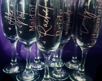 Personalised Prosecco glass | Personalised champagne glass | Bridesmaid gift | Wedding Gift | Wedding glass | maid of honour