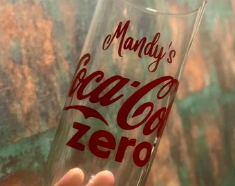 Personalised  glass |  Coke Zero | Teachers gift | personalised Gift | Drinking Glass | Glass | Coca Cola lover | Tumbler | Pop Fizzy Drinks