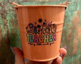 Teacher plant pot gift | Pen pot | Personalised | Wild Flower | Watch me grow | Thank you | Custom |  | Sunflower | Teaching Assistant