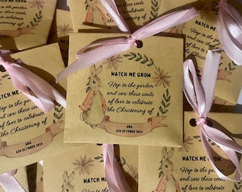 Christening | baptism | sunflowers seeds personalised | sunflower favours | sunflower baby shower | sunflower packs | Peter rabbit | Baby|