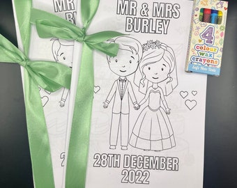 Personalised Wedding activity book with a pack of crayons | wedding activities | Activity book | fully customised activity pack |