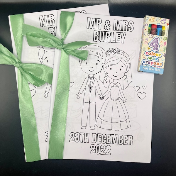 Personalised Wedding activity book with a pack of crayons | wedding activities | Activity book | fully customised activity pack |