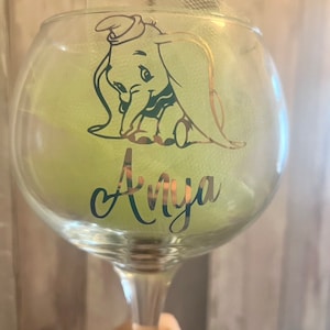 Personalised cocktail glass, gin glass, birthday gift, anniversary gift, Christmas gift. 18th, 21st birthday,  Dumbo glass, Dumbo, Disney.