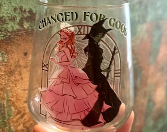Personalised  glass | Wicked | Movie | Tumbler | Drinkware | Film | Cold coffee | Gift | Personalised present | Christmas | witch | pink