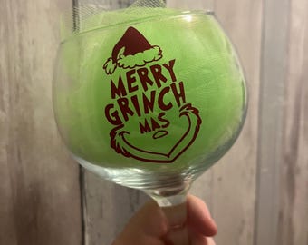 Grinch glass | personalised Gin Glass | Gift | Gin Drinker | cocktail Glass | personalised cocktail glass | Christmas Glass |