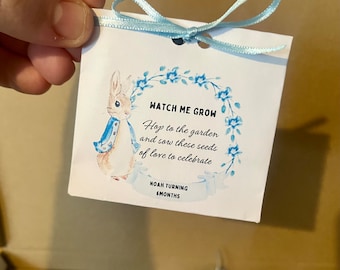 Christening | baptism | sunflowers seeds personalised | sunflower favours | sunflower baby shower | sunflower packs | Peter rabbit | Baby|
