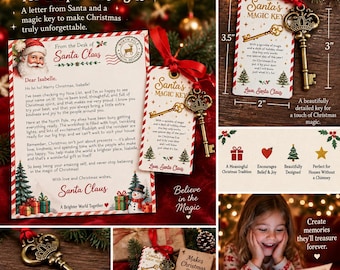 Personalised Letter from Santa & Santa’s Magic Key | Christmas Eve Gift for Children | Magical Christmas Keepsake | Personalised | Custom