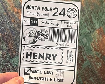 10 Christmas tags | Personalised gift tag | Set of 10 labels | Christmas Gift | Custom tag | Santa post | Nice List | wrapping | Gift | 10